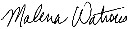 Malena Watrous signature
