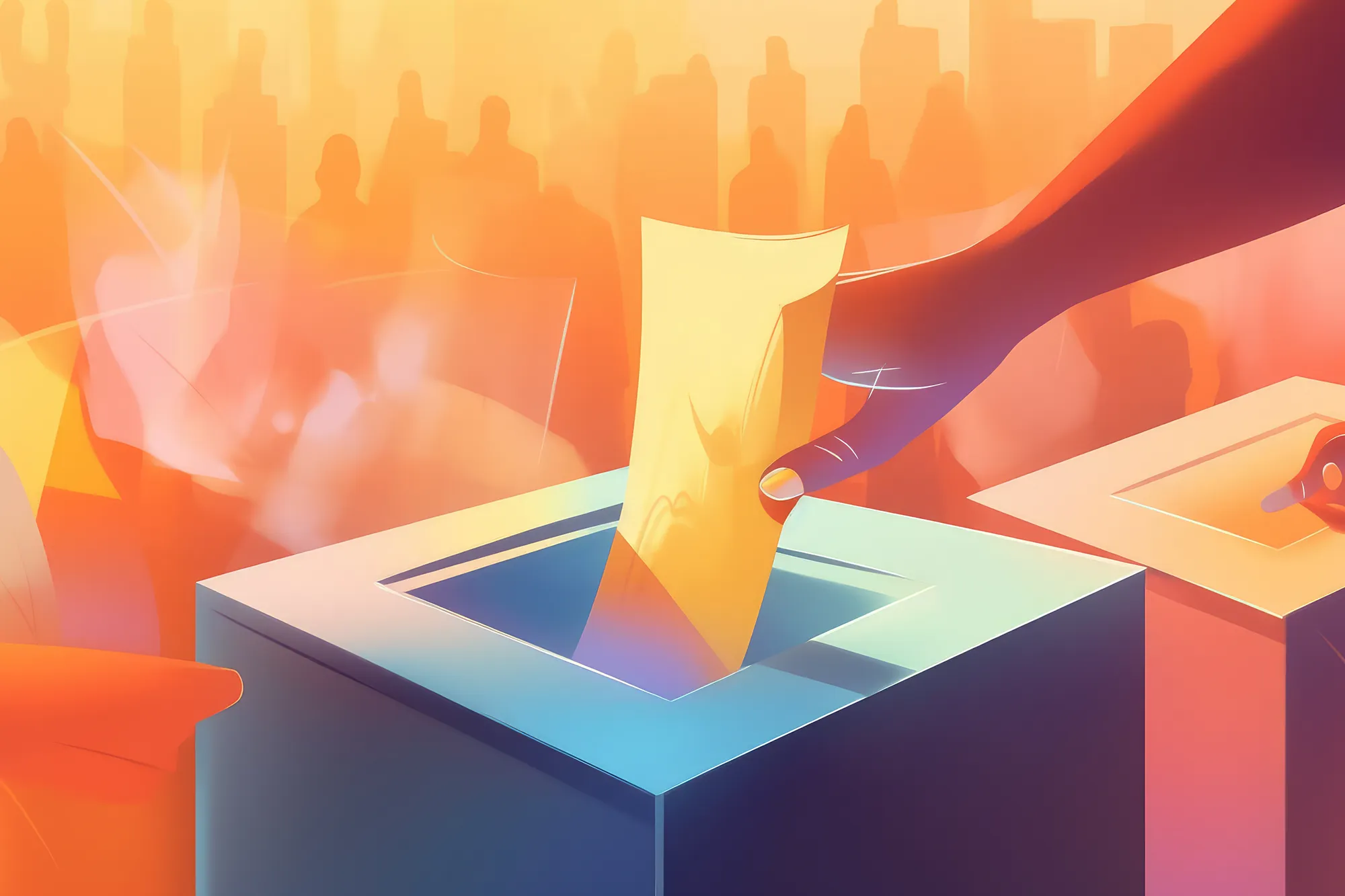 digital illustration of putting ballot in box